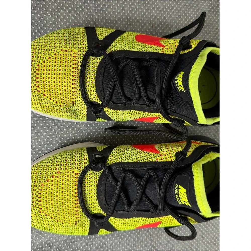 Nike Kids' DualRacer Running Shoes - Neon Yellow with Red Swoosh